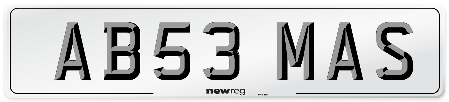 AB53 MAS Number Plate from New Reg